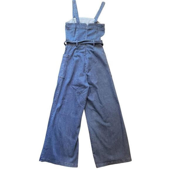 NWT Fashion Nova Jumpsuit Women's 0 Blue In My Feelings Belted Denim Wide Leg - Picture 2 of 5